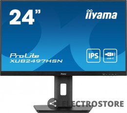 IIYAMA Monitor 24 cale XUB2497HSN-B2 IPS, USB-C Dock, HDMI, DP, 300cd, Pivot, HAS