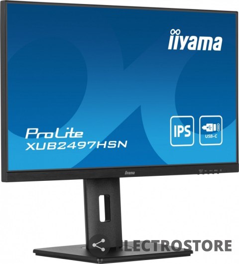 IIYAMA Monitor 24 cale XUB2497HSN-B2 IPS, USB-C Dock, HDMI, DP, 300cd, Pivot, HAS /5y/ IIYAMA Monitor 24 cale XUB2497HSN-B2 IPS, USB-C Dock, HDMI, DP, 300cd, Pivot, HAS /5y/