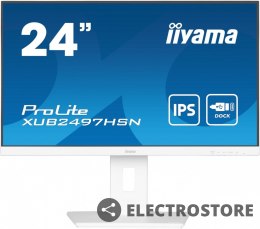 IIYAMA Monitor 24 cale XUB2497HSN-W2 IPS, USB-C Dock, HDMI, DP, 300cd, Pivot, HAS, biały