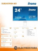 IIYAMA Monitor 24 cale XUB2497HSN-W2 IPS, USB-C Dock, HDMI, DP, 300cd, Pivot, HAS, biały /5y/