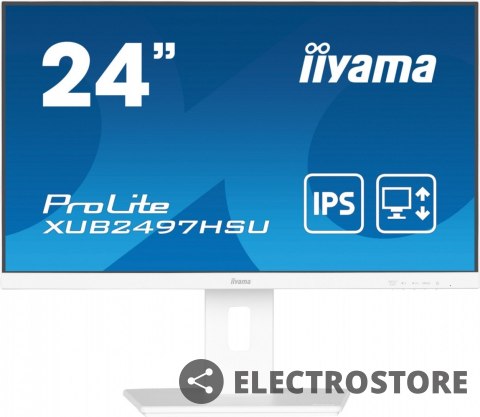 IIYAMA Monitor 24 cale XUB2497HSU-W2 IPS, HDMI, DP, 2x2W, 2xUSB, Pivot, HAS(150mm) /5y/