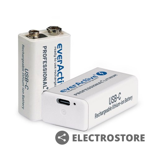 EverActive Akumulator 6F22/9V Li-ion 550 mAh USB-C