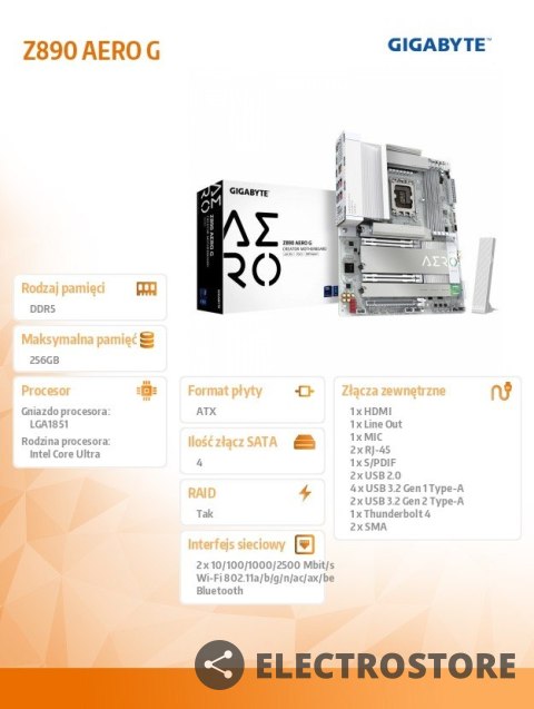 Gigabyte Płyta główna Z890 AERO Gigabyte Płyta główna Z890 AERO