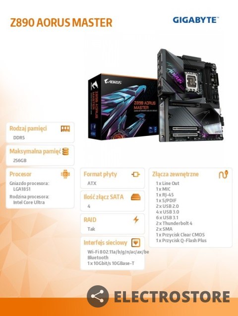 Gigabyte Płyta główna Z890 AORUS MASTER Gigabyte Płyta główna Z890 AORUS MASTER