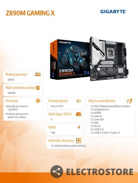 Gigabyte Płyta główna Z890M GAMING X Gigabyte Płyta główna Z890M GAMING X
