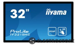 IIYAMA Monitor dotykowy 32 cale TF3215MC-B2 POJ.30PKT.VA.VGA.HDMI.DP.500cd/m2.3000:1/8ms.24/7.7H.IP65(front).PION/POZIOM.200x200mm(vesa