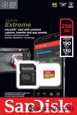 SanDisk Karta pamięci Extreme microSDXC 256GB 190/130 MB/s A2 V30 U3