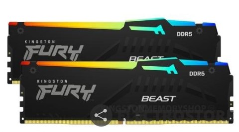 Kingston Pamięć DDR5 Fury Beast Black RGB 32GB(2*16GB)/5200 CL36 EXPO