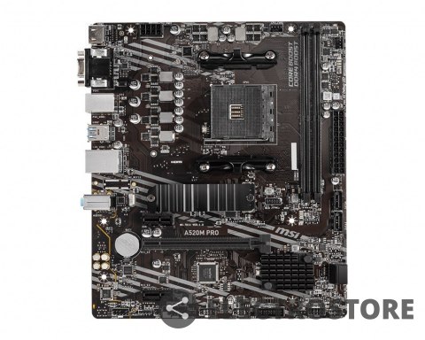 MSI Płyta główna A520M PRO AM4 2DDR4 DP/VGA/HDMI USB 3.2 mATX MSI Płyta główna A520M PRO AM4 2DDR4 DP/VGA/HDMI USB 3.2 mATX