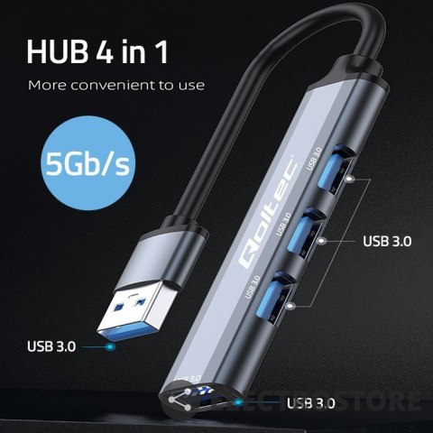 Qoltec HUB adapter USB 3.0 4w1 | 4x USB 3.0 Qoltec HUB adapter USB 3.0 4w1 | 4x USB 3.0