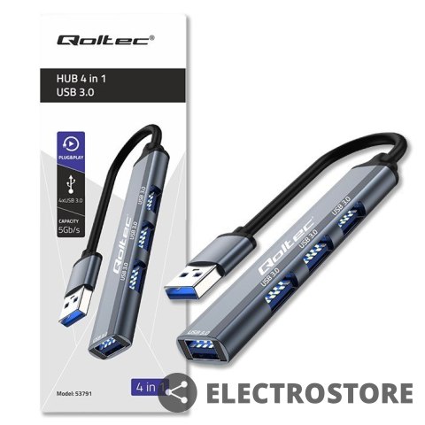 Qoltec HUB adapter USB 3.0 4w1 | 4x USB 3.0 Qoltec HUB adapter USB 3.0 4w1 | 4x USB 3.0