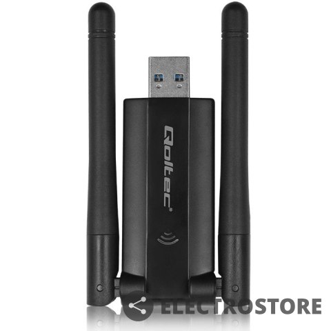 Qoltec Szybki bezprzewodowy adapter USB DUAL Wi-Fi 2 x 2dBi | Standard AC | USB 3.0 | 1200Mbps Qoltec Szybki bezprzewodowy adapter USB DUAL Wi-Fi 2 x 2dBi | Standard AC | USB 3.0 | 1200Mbps