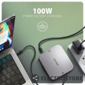 AXAGON HMC-UFO Wieloportowy hub 9in1 USB-C 3.2 Gen 2 10Gbps HDMI M.2 NVMe/SATA audio PD100W microSD LAN