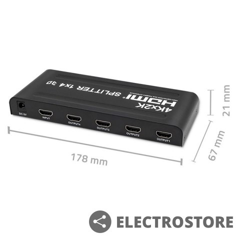 Qoltec Aktywny rozdzielacz Splitter 4 x HDMI 4K x 2K | 3.4Gb/s Qoltec Aktywny rozdzielacz Splitter 4 x HDMI 4K x 2K | 3.4Gb/s