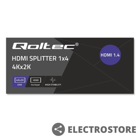 Qoltec Aktywny rozdzielacz Splitter 4 x HDMI 4K x 2K | 3.4Gb/s Qoltec Aktywny rozdzielacz Splitter 4 x HDMI 4K x 2K | 3.4Gb/s