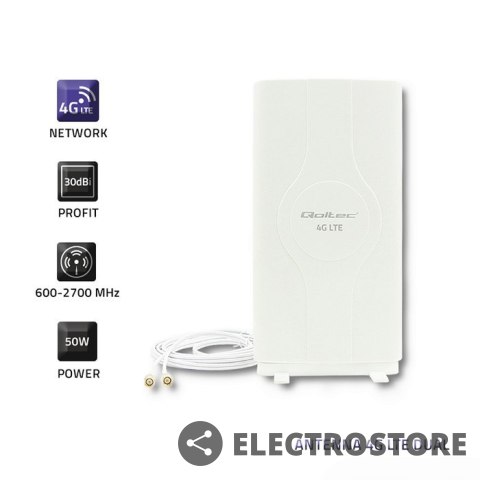 Qoltec Antena 4G LTE dookólna | 2xSMA | 30dBi | Wewnętrzna Qoltec Antena 4G LTE dookólna | 2xSMA | 30dBi | Wewnętrzna