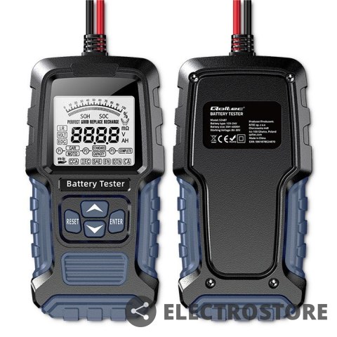 Qoltec Cyfrowy tester akumulatora z wyświetlaczem LCD | 12V | 24V | 3Ah-250Ah Qoltec Cyfrowy tester akumulatora z wyświetlaczem LCD | 12V | 24V | 3Ah-250Ah