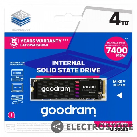 GOODRAM Dysk SSD PX700 4TB M.2 PCIe 2280 4x4 7400/6500MB/s