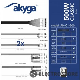 AKYGA Zasilacz ATX AK-C1-500 500W PRO SERIA Zasilac