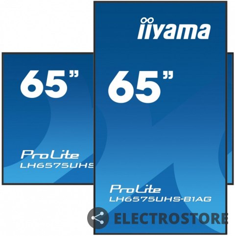 IIYAMA Monitor 65 cali LH6575UHS-B1AG 24/7,IPS,ANDROID.11,4K,500cd/m2,WiFi,3xHDMI,DP,Daisy/Chain,2xUSB,2x10W,RJ45,iiSignage2,FailOver,S IIYAMA Monitor 65 cali LH6575UHS-B1AG 24/7,IPS,ANDROID.11,4K,500cd/m2,WiFi,3xHDMI,DP,Daisy/Chain,2xUSB,2x10W,RJ45,iiSignage2,FailOver,S