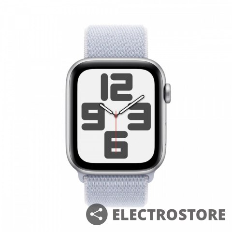 Apple Watch SE GPS + Cellular, koperta 44 mm z aluminium w kolorze srebrnym z opaską sportową w kolorze błękitnego obłoku Apple Watch SE GPS + Cellular, koperta 44 mm z aluminium w kolorze srebrnym z opaską sportową w kolorze błękitnego obłoku