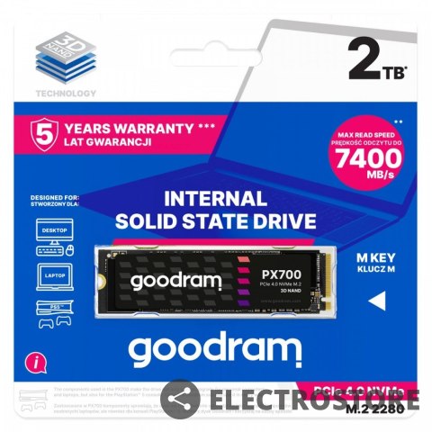 GOODRAM Dysk SSD PX700 2TB M.2 PCIe 2280 4x4 7400/6500MB/s