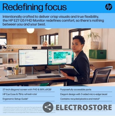 HP Inc. Monitor 27 cali E27 G5 FHD 6N4E2AA HP Inc. Monitor 27 cali E27 G5 FHD 6N4E2AA