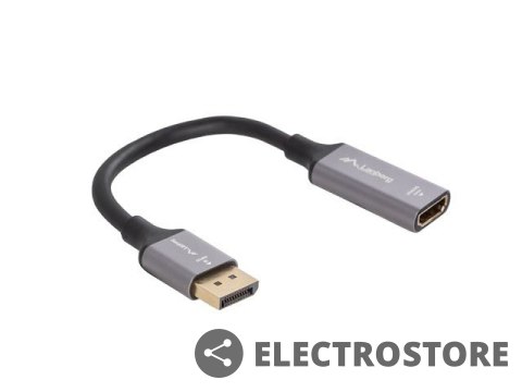 Lanberg Adapter Displayport(M)- HDMI(F)4K na kablu 20cm srebrny