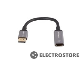 Lanberg Adapter Displayport(M)- HDMI(F)8K na kablu 20cm srebrny