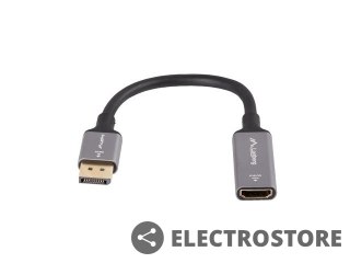 Lanberg Adapter Displayport(M)- HDMI(F)8K na kablu 20cm srebrny