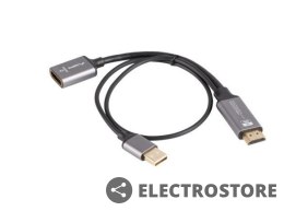 Lanberg Adapter HDMI(M)-Displayport(F)4K na kablu 20cm srebrny