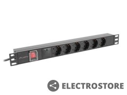 Lanberg Listwa zasilająca rack PDU 19 cali 1U 16A 6x230V schuko 2m czarna