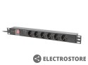 Lanberg Listwa zasilająca rack PDU 19 cali 1U 16A 6x230V schuko 2m czarna