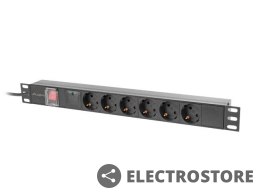 Lanberg Listwa zasilająca rack PDU 19 cali 1U 16A 6x230V schuko 2m czarna