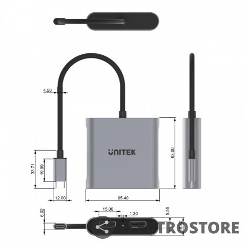 Unitek Adapter USB-C - 2x HDMI 2.0; 4K MST; M/F Unitek Adapter USB-C - 2x HDMI 2.0; 4K MST; M/F