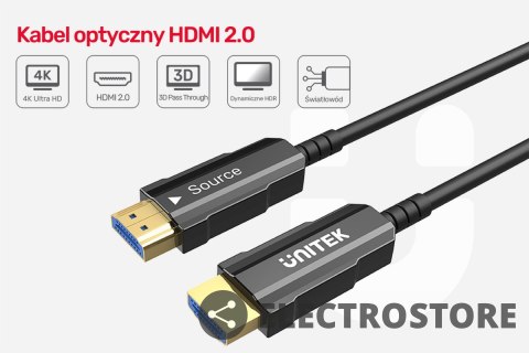 Unitek Kabel Optyczny HDMI 2.0 20m 4K60Hz C11072BK-20M Unitek Kabel Optyczny HDMI 2.0 20m 4K60Hz C11072BK-20M
