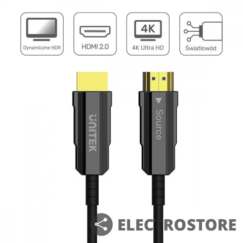 Unitek Kabel Optyczny HDMI 2.0 25m AOC 4K60Hz C11072BK-25M Unitek Kabel Optyczny HDMI 2.0 25m AOC 4K60Hz C11072BK-25M