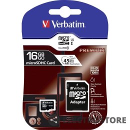 Verbatim Karta Micro SDHC 16GB Class10 UHS-I + Adapter