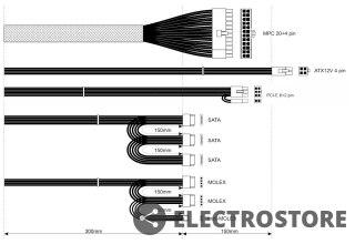 AKYGA Zasilacz ATX 500W AK-B1-500 P4 PCI-E 6+2 pin 3x SATA 2x Molex PPFC FAN 12cm