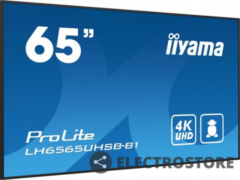 IIYAMA *IIYAMA 65'LH6565UHSB-B1, 24/7,IPS,ANDROID.11,4K,800cd, iiSignage2, SDM, 2x HDMI, DP, 2x USB,2x 10W, RJ45, WiFi, 4/32GB, PIO IIYAMA *IIYAMA 65'LH6565UHSB-B1, 24/7,IPS,ANDROID.11,4K,800cd, iiSignage2, SDM, 2x HDMI, DP, 2x USB,2x 10W, RJ45, WiFi, 4/32GB, PIO