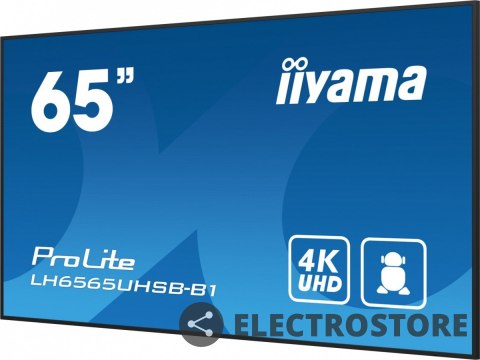 IIYAMA *IIYAMA 65'LH6565UHSB-B1, 24/7,IPS,ANDROID.11,4K,800cd, iiSignage2, SDM, 2x HDMI, DP, 2x USB,2x 10W, RJ45, WiFi, 4/32GB, PIO IIYAMA *IIYAMA 65'LH6565UHSB-B1, 24/7,IPS,ANDROID.11,4K,800cd, iiSignage2, SDM, 2x HDMI, DP, 2x USB,2x 10W, RJ45, WiFi, 4/32GB, PIO