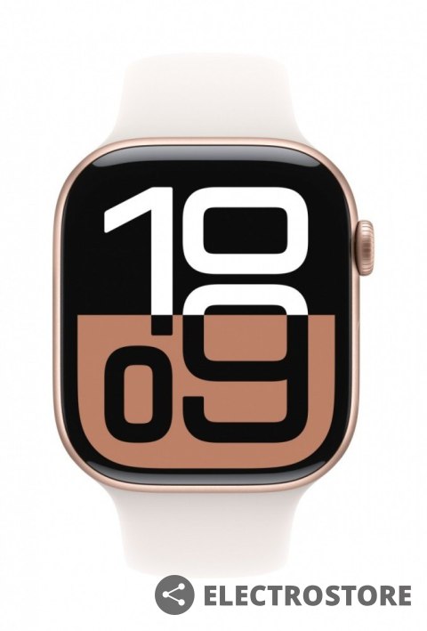 Apple Watch Series 10 GPS + Cellular, koperta 46 mm z aluminium w kolorze różowego złota z paskiem sportowym w kolorze łagodnego różu Apple Watch Series 10 GPS + Cellular, koperta 46 mm z aluminium w kolorze różowego złota z paskiem sportowym w kolorze łagodnego różu