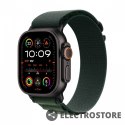 Apple Watch Ultra 2 GPS + Cellular, koperta 49 mm z tytanu w kolorze czarnym z opaską Alpine S w kolorze ciemnozielonym