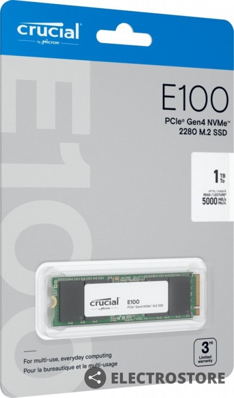 Crucial Dysk SSD E100 1TB M.2 NVMe 2280 PCIe 4.0 5000/4500 MB/s Crucial Dysk SSD E100 1TB M.2 NVMe 2280 PCIe 4.0 5000/4500 MB/s