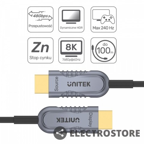 Unitek Kabel optyczny HDMI 2.1 AOC 10m 4K60Hz C11028DGY Unitek Kabel optyczny HDMI 2.1 AOC 10m 4K60Hz C11028DGY