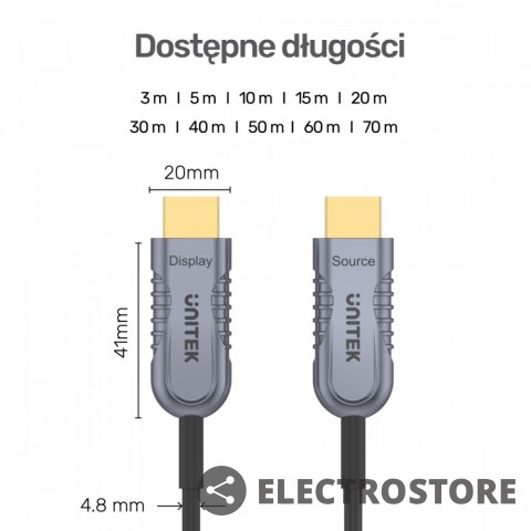 Unitek Kabel optyczny HDMI 2.1 AOC 10m 4K60Hz C11028DGY Unitek Kabel optyczny HDMI 2.1 AOC 10m 4K60Hz C11028DGY