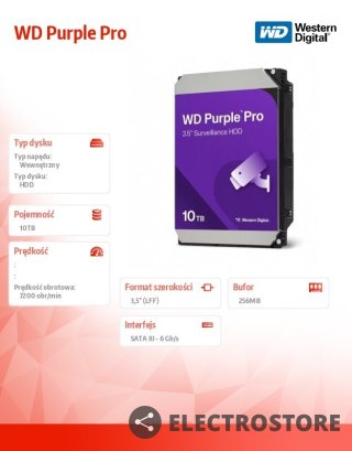 Western Digital Dysk twardy Purple Pro 10TB 3,5 cala 512MB SATA