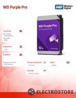 Western Digital Dysk twardy Purple Pro 12TB 3,5 256MB SATAIII