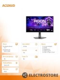 AOC Monitor AG326UD 31.5 cala 4K QD-OLED 165Hz HDMIx2 DP Pivot Głośniki