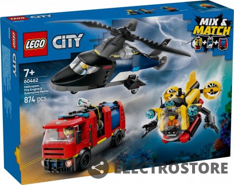 LEGO Klocki City 60462 Zestaw z helikopterem, wozem strażackim i łodzią